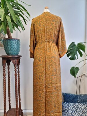 New Silk Blend Kaftan in Pastel Mustard - Image 7