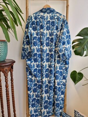 Pure Cotton Kimono- Indigo White Mini Motif - Image 7