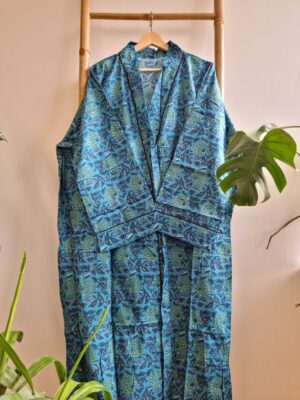 Pure Cotton Kimono-Blue Floral - Image 3