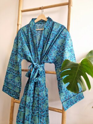 Pure Cotton Kimono-Blue Floral - Image 5
