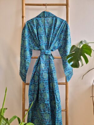 Pure Cotton Kimono-Blue Floral - Image 6