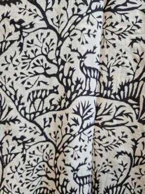 Pure Cotton Kimono in White Black Red Deer Forest - Image 4