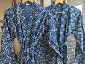 Pure Cotton Kimono in Indigo Mughal Motif - Image 8