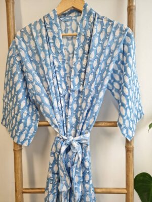 Pure Cotton Kimono Spring Sky Blue shade - Image 3