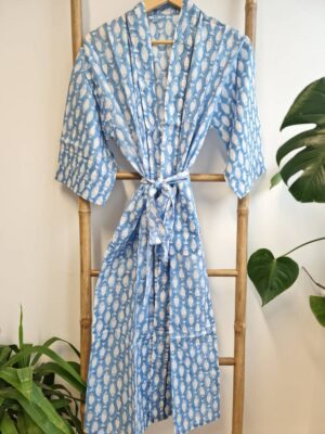Pure Cotton Kimono Spring Sky Blue shade - Image 4