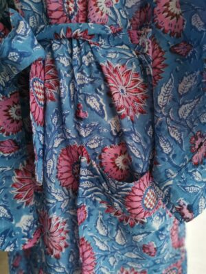 Pure Cotton Kimono in Floral Blue - Image 4