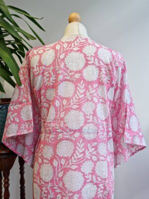Pure Cotton Kaftan Kimono in Botanical Leaves Burst - Image 4