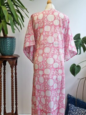 Pure Cotton Kaftan Kimono in Botanical Leaves Burst - Image 7