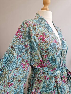Pure Cotton Kimono in Blue Turquoise Waters shade - Image 2