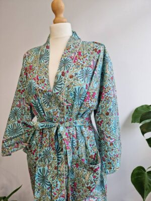 Pure Cotton Kimono in Blue Turquoise Waters shade - Image 4