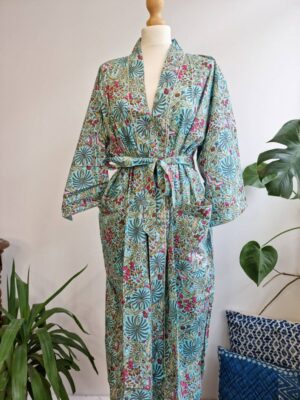 Pure Cotton Kimono in Blue Turquoise Waters shade - Image 5