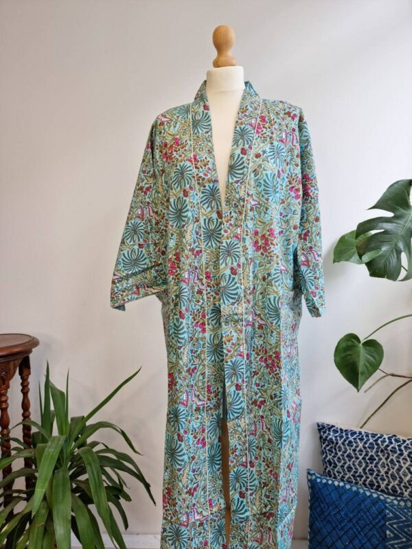 Pure Cotton Kimono in Blue Turquoise Waters shade
