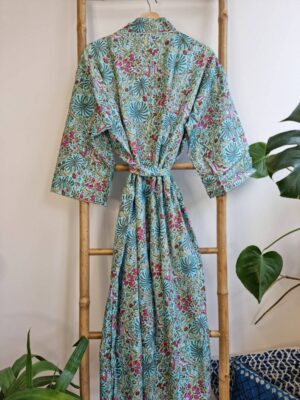 Pure Cotton Kimono in Blue Turquoise Waters shade - Image 6