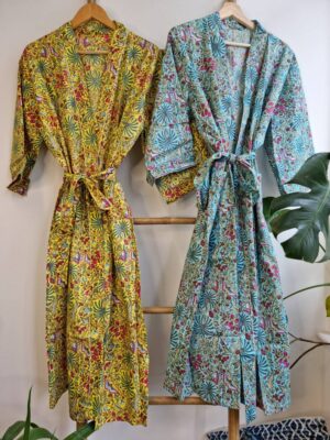 Pure Cotton Kimono in Blue Turquoise Waters shade - Image 8