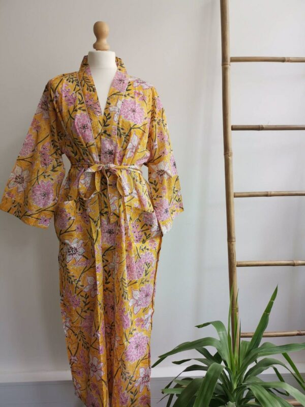 Pure Cotton Kimono in Yellow & Pink vibes