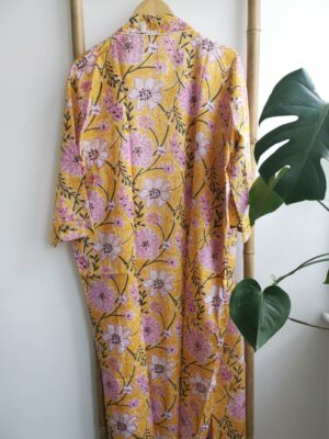 Pure Cotton Kimono in Yellow & Pink vibes - Image 5