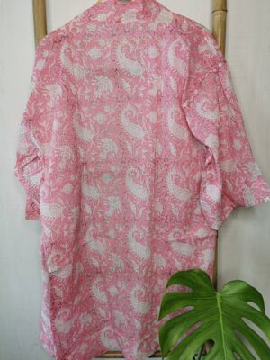 Pure Cotton Kimono in Pastel Pink Paisley Dream - Image 3