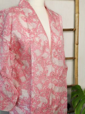 Pure Cotton Kimono in Pastel Pink Paisley Dream - Image 5