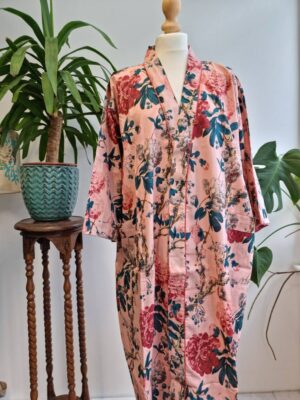 Pure Cotton Summer Kimono in Rose Pastel Peach - Image 6