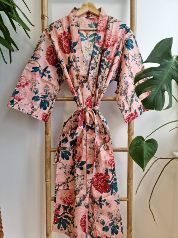 Pure Cotton Summer Kimono in Rose Pastel Peach