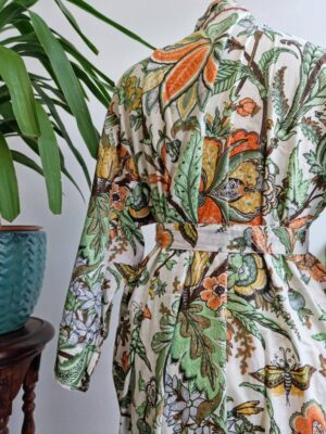 Pure Cotton Kimono in Bloom White Tropical Botanical Garden - Image 6