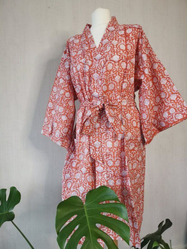 Pure Cotton Kimono in Spring Peachy Orange