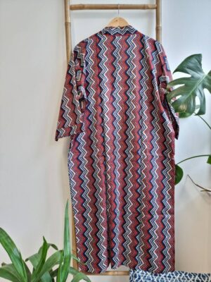 Men’s Cotton Indigo Bagru Boho Kimonos with Geometric Stripes - Image 5