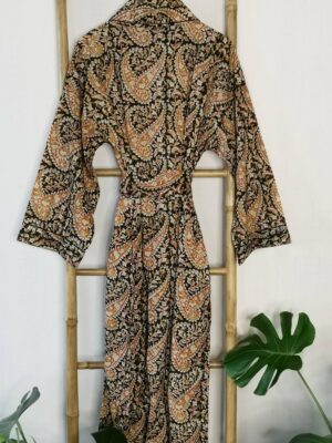 Men’s Cotton Kimono in Regal Paisley Earthen shade - Image 5