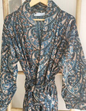Men’s Cotton Kimono in Regal Paisley - Image 2