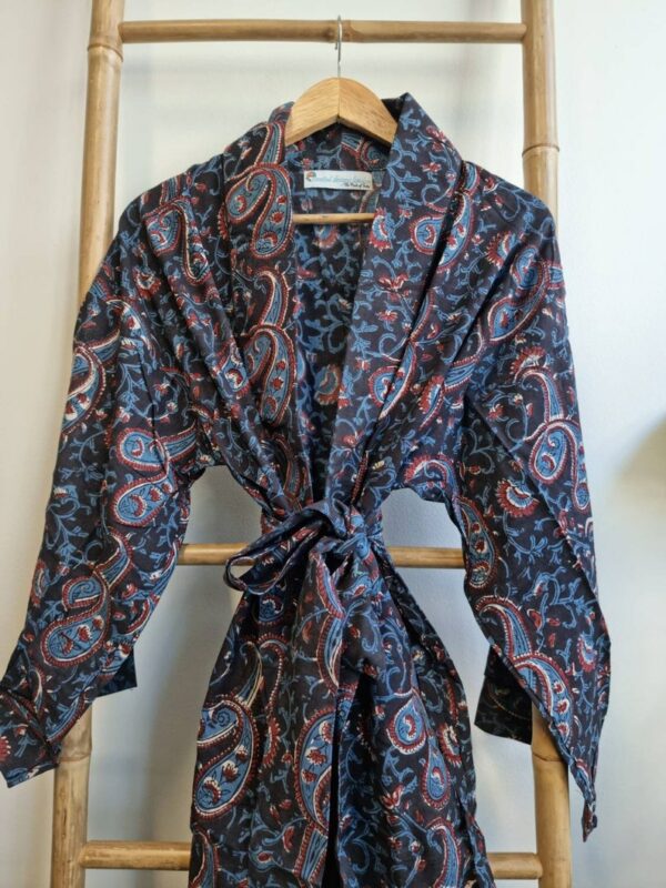Men’s Cotton Kimono in Black Blue Maroon Red