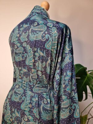 New Silk Sari Boho Kimono- Navy Romance Blue - Image 5