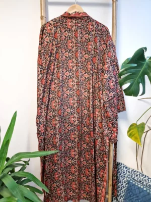 New Silk Sari Boho Kimono- Oriental Persian Black Red Beige Gold - Image 8