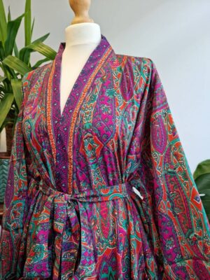 New Silk Sari Boho Kimono Persian Muti shade look - Image 2
