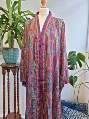 New Silk Sari Boho Kimono Persian Muti shade look - Image 10