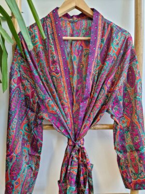 New Silk Sari Boho Kimono Persian Muti shade look - Image 4