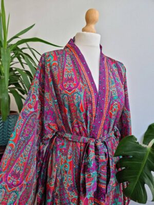 New Silk Sari Boho Kimono Persian Muti shade look - Image 6