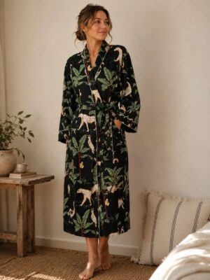 Pure Cotton Kimono-Classic Black Safari Animal Print