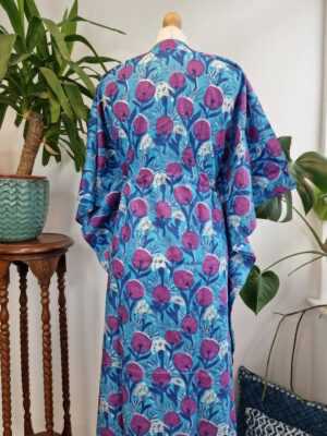 Pure Cotton Kaftan Kimono in Purple Paradise Bloom - Image 6