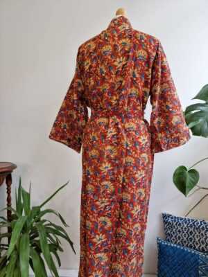 Cotton Kimono in Botanical Tropical Bloom - Image 4