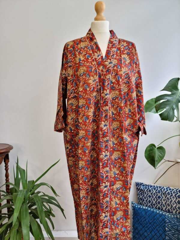Cotton Kimono in Botanical Tropical Bloom