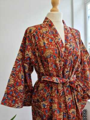 Cotton Kimono in Botanical Tropical Bloom - Image 6