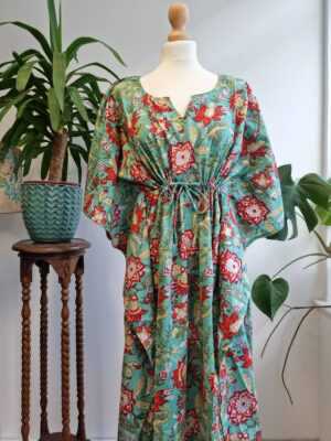 Cotton Kaftan Kimono in Spring Floral Burst - Image 2