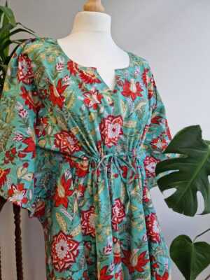 Cotton Kaftan Kimono in Spring Floral Burst - Image 3