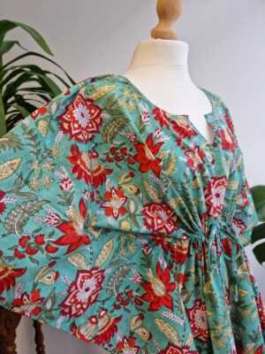 Cotton Kaftan Kimono in Spring Floral Burst - Image 4