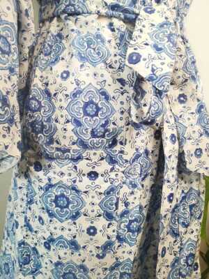 Cotton Kimono in Blue White Mandala - Image 4