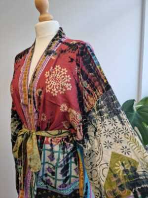Recycled Vintage Cotton Hand dyed Open Bohemian Jacket in multishade - Image 2