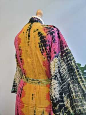 Recycled Vintage Cotton Hand dyed Open Bohemian Jacket in multishade - Image 5