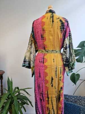 Recycled Vintage Cotton Hand dyed Open Bohemian Jacket in multishade - Image 6