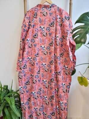 Pure Cotton Handprinted Kimono Peachy Pink Tropical vibes - Image 5