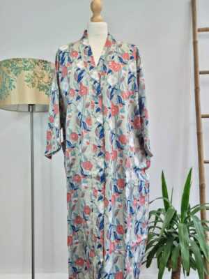 Cotton Indian Block Print Kimono in Pastel Green & Orange - Image 4